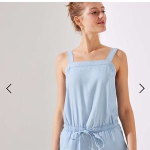 CHAMBRAY APRON JUMPSUIT in Light Blue!